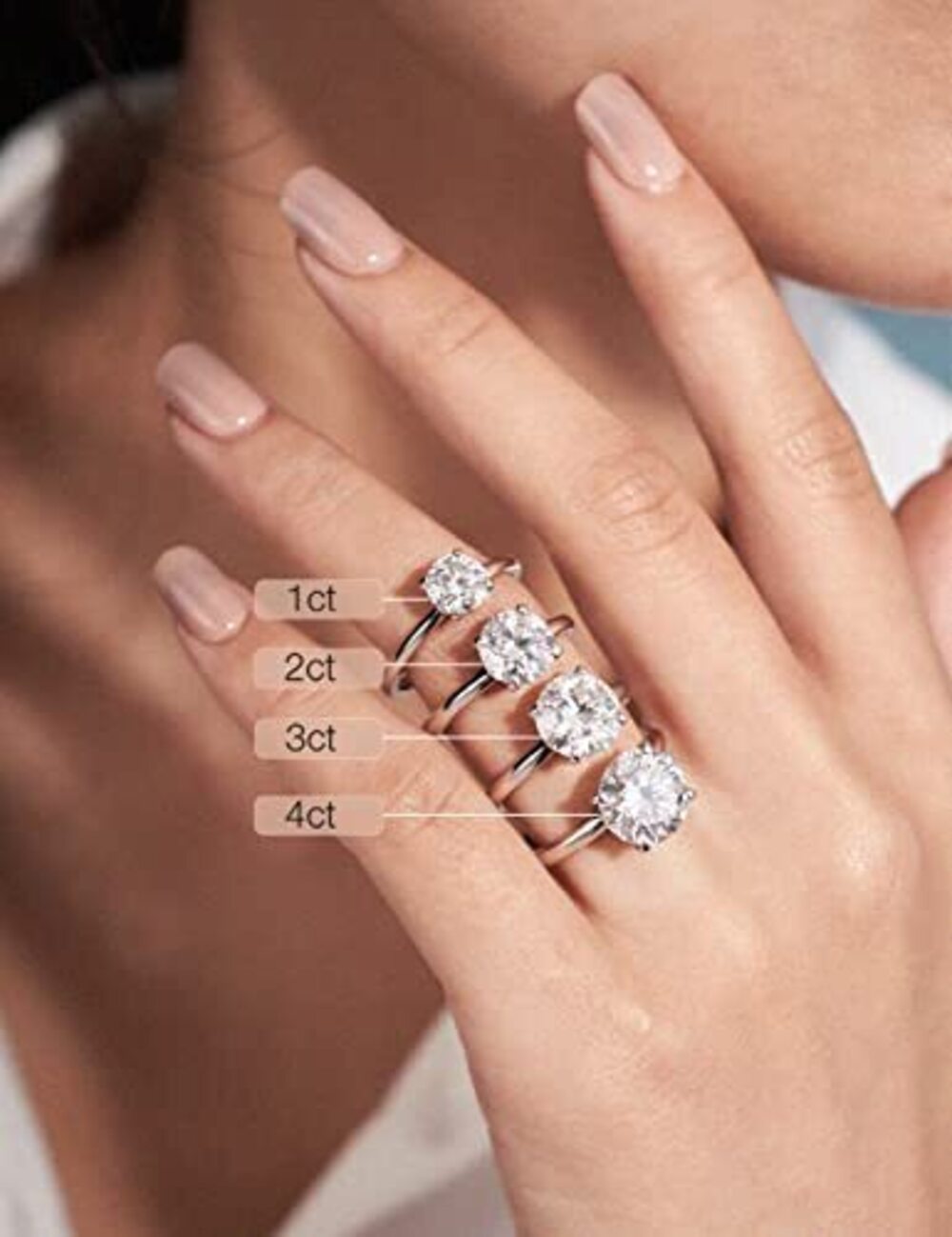 4980 Moissanite Solitaire Engagement Ring , Engagement Rings Moissanite - Picture 6 of 6
